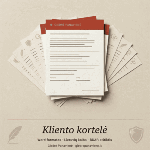 Kliento kortelė grožio meistrams – Word dokumentas lietuvių kalba, BDAR suderinta